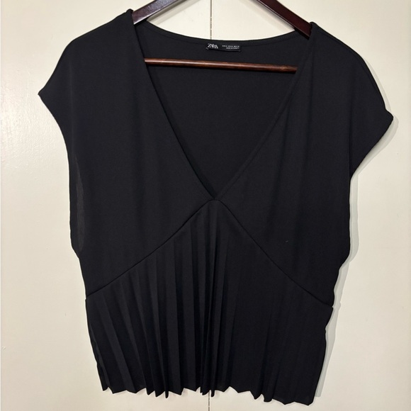 Zara Black Cap Sleeve Wrap Blouse - Picture 1 of 3